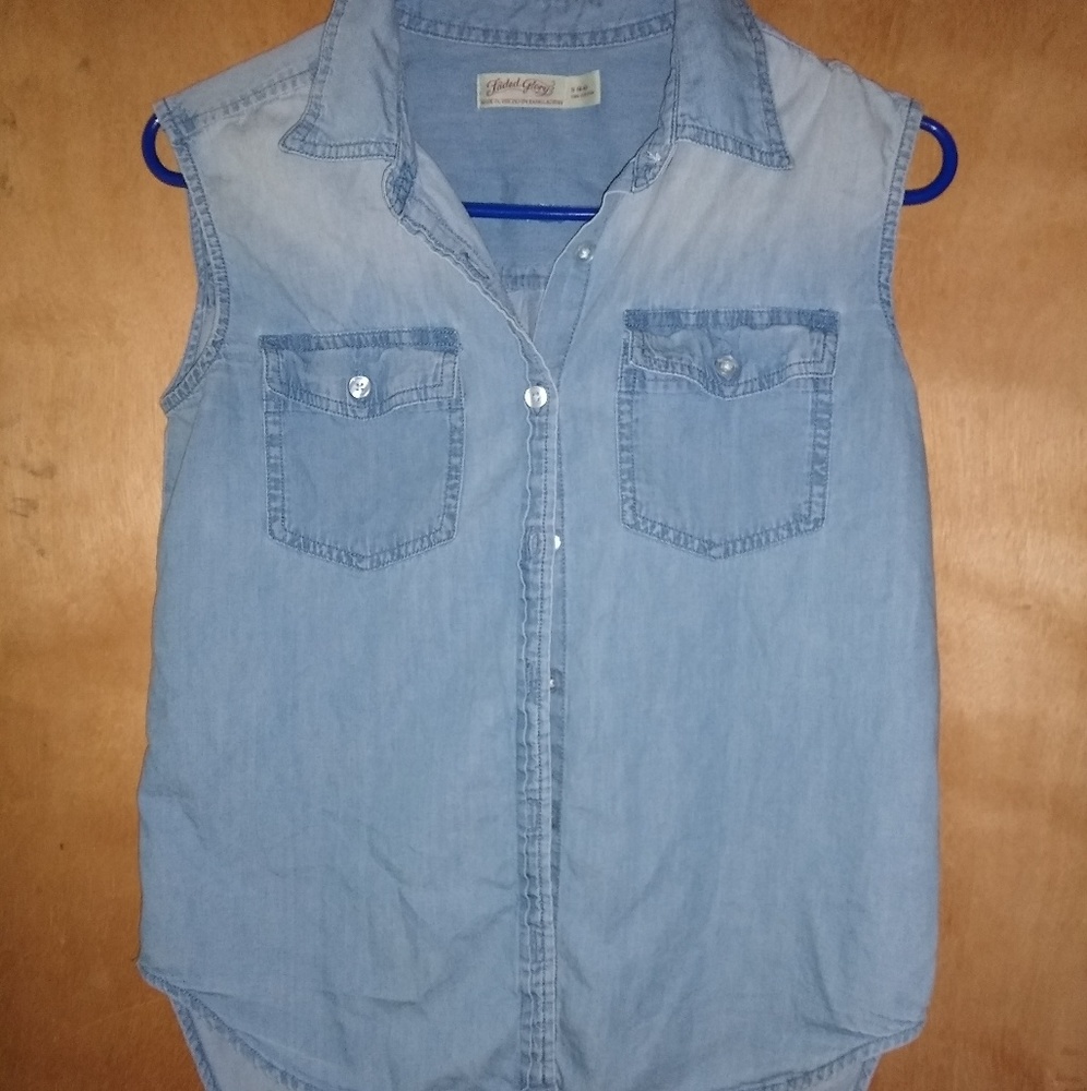 Adorbs soft sleeveless denim button down